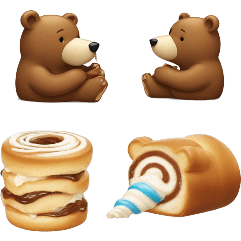 Bear eating a cinnamonroll emoji