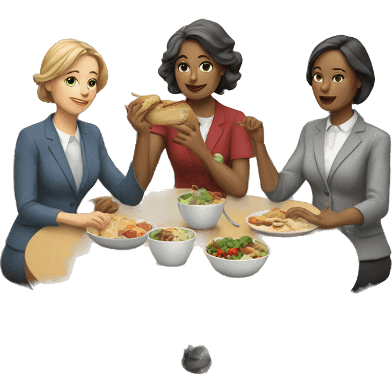 three woman  teachers having lunch emoji