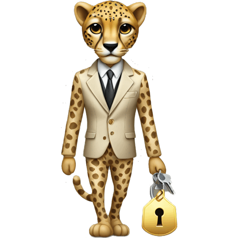 cheetah in a classic suit With keys emoji