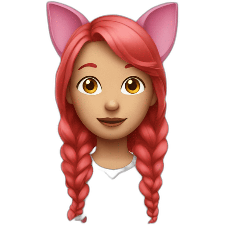 a red-haired girl with pink ears emoji