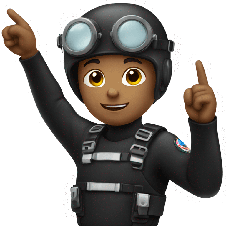 boy in black diver pointing emoji