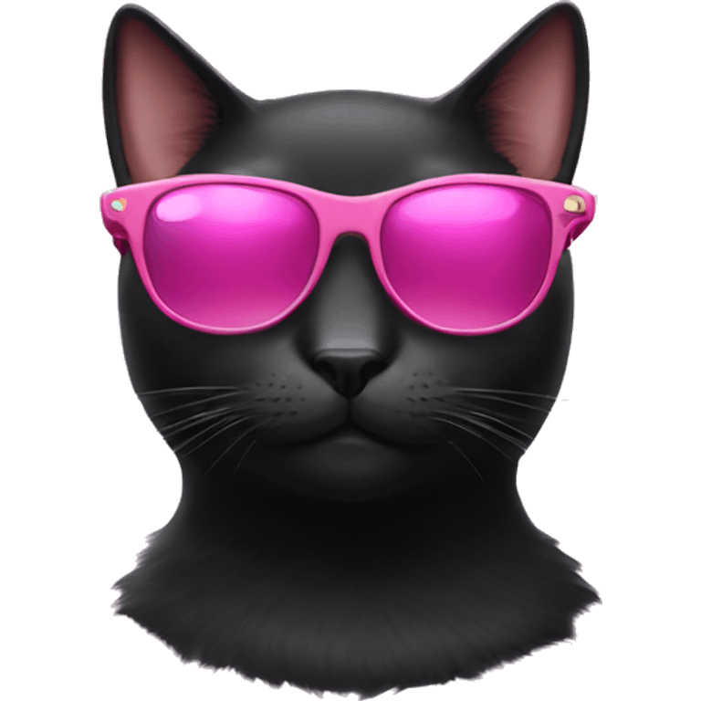 black Cat with pink sunglasses emoji