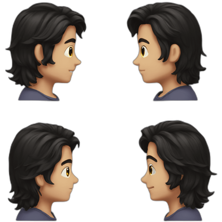 a dark hair boy with a long hair boy emoji