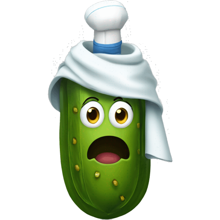 pickle with medical gown surprised emoji