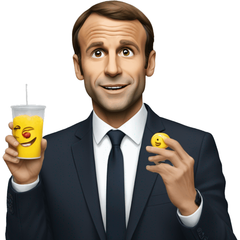 Macron qui boit du coca emoji