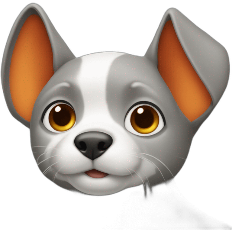 cay with white nose, one ear orange, and the other ear grey emoji