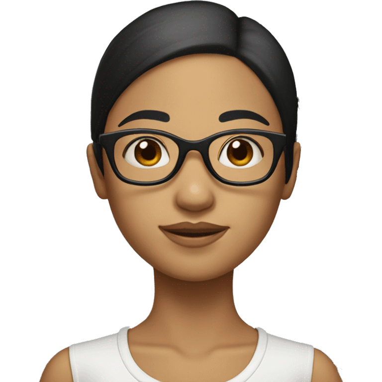 girl with black hair and glasses with same skin color emoji