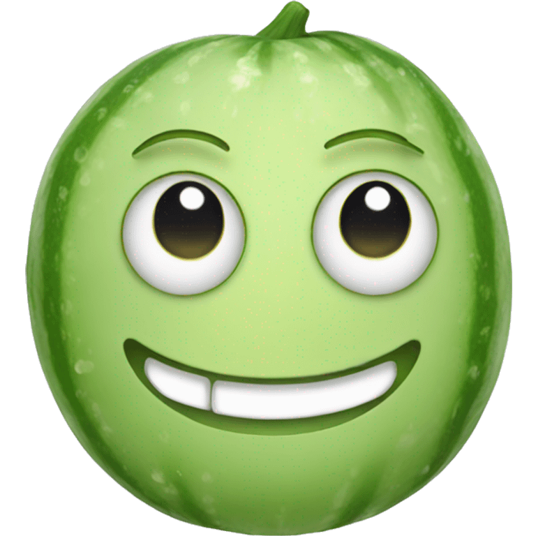 Smile emoji with cucumber on eyes emoji