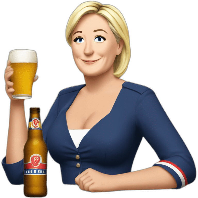 Marine Le Pen buvant de la biere emoji