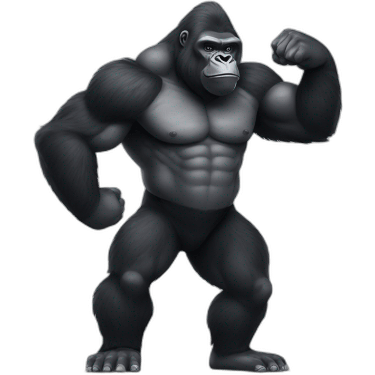 Gorilla doing a standing bodybuilding pose emoji