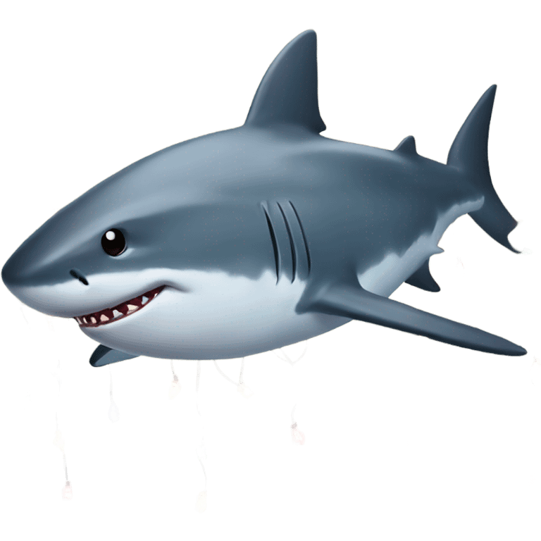 Shark with Christmas lights emoji