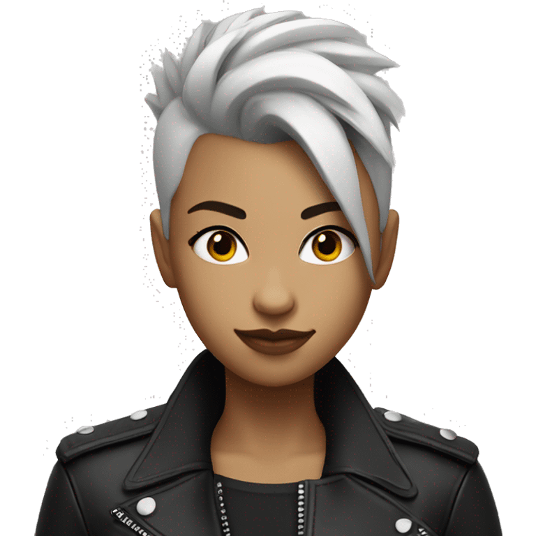 monochrome girl with black Mohawk in leather jacket  emoji