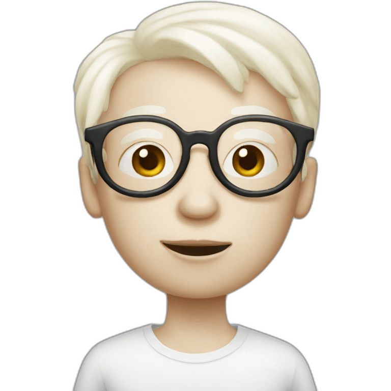 albino with round glasses emoji