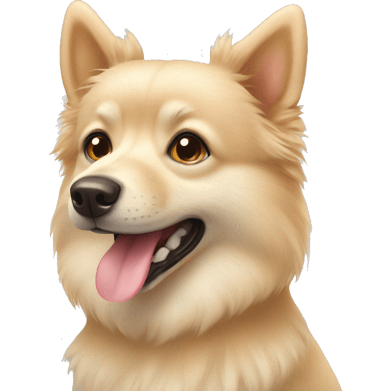 Beige spitz dog with cute eyes emoji