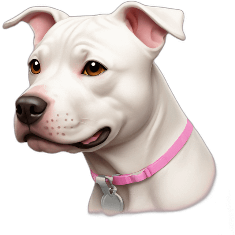 White staffy bull terrier cross with light tan patch and pink nose emoji