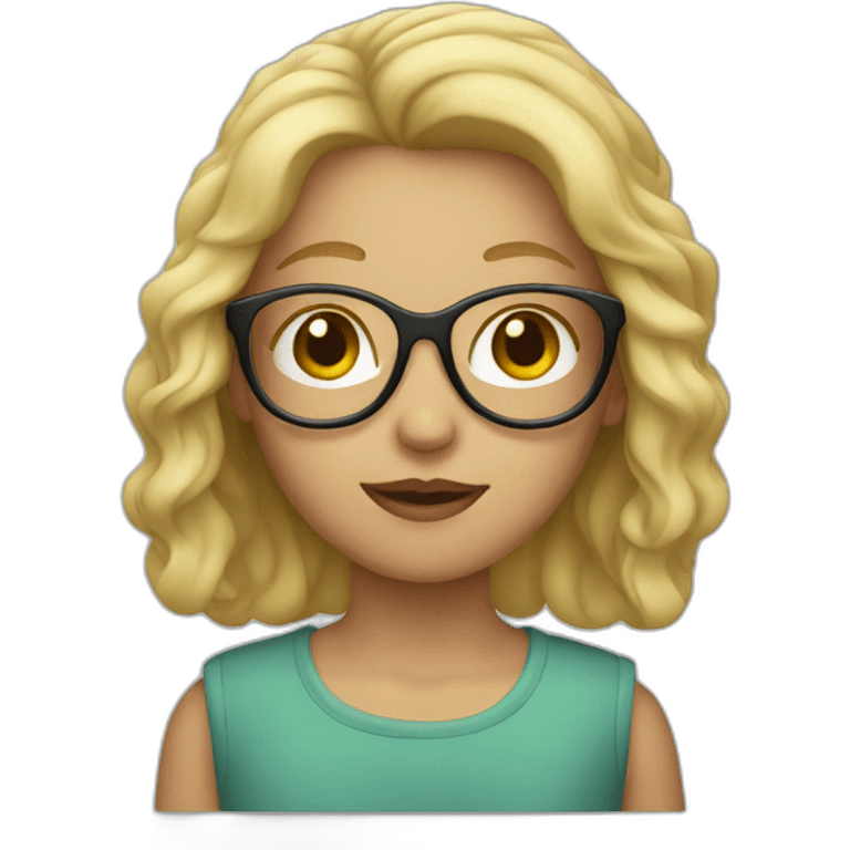 Girl with blond hair and glasses emoji