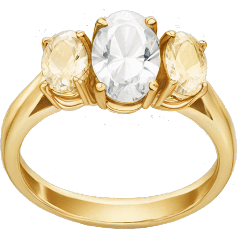 Oval gold engagement ring with two pear stones on the sides emoji