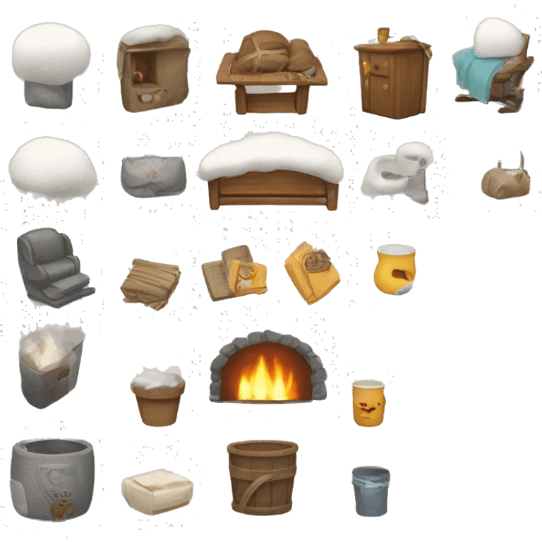 Generate an emoji package that would convey an atmosphere of cosiness and warmth in winter emoji