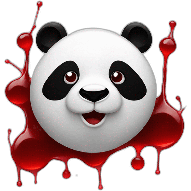 Panda With dark Red Liquid splats on face emoji