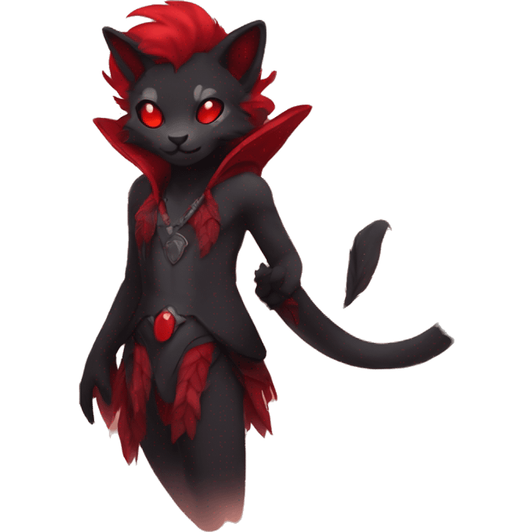 Black and Red Ethereal Cool Anthro Fakémon emoji