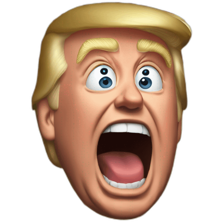 Trump scared screaming around big flames emoji