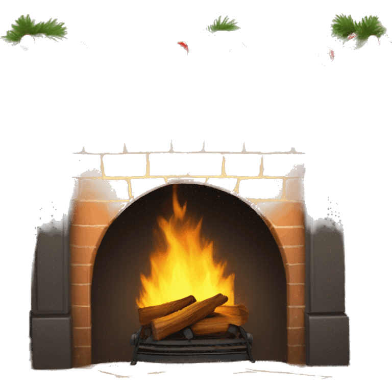 fireplace with Norfolk pine garland emoji