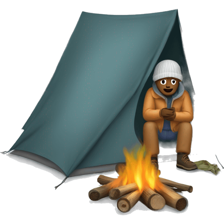 person camping in winter emoji