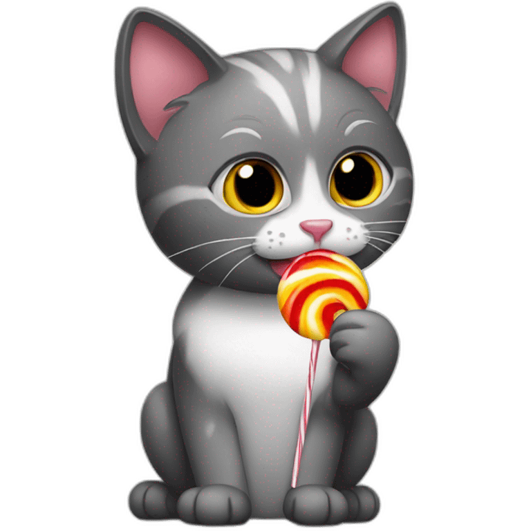 Cat eating lolipop emoji