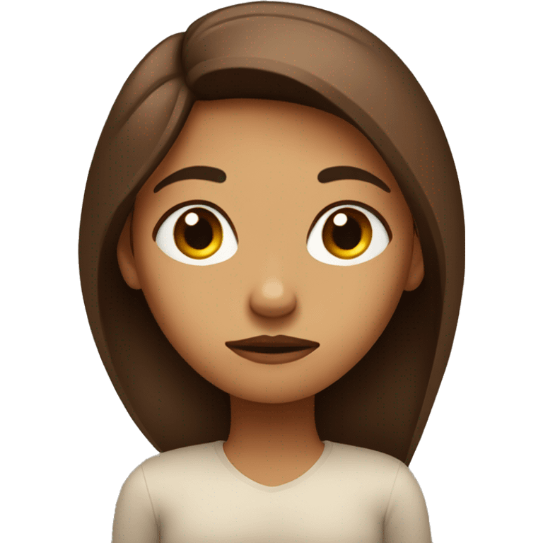 girl with brown her with folded arms and grumpy face emoji