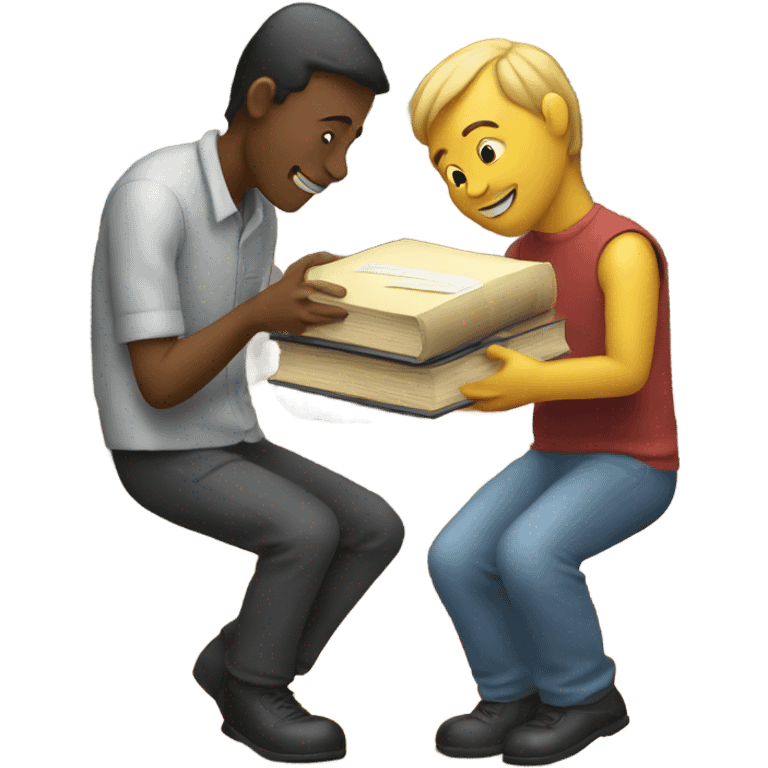 a person passing books to another person emoji