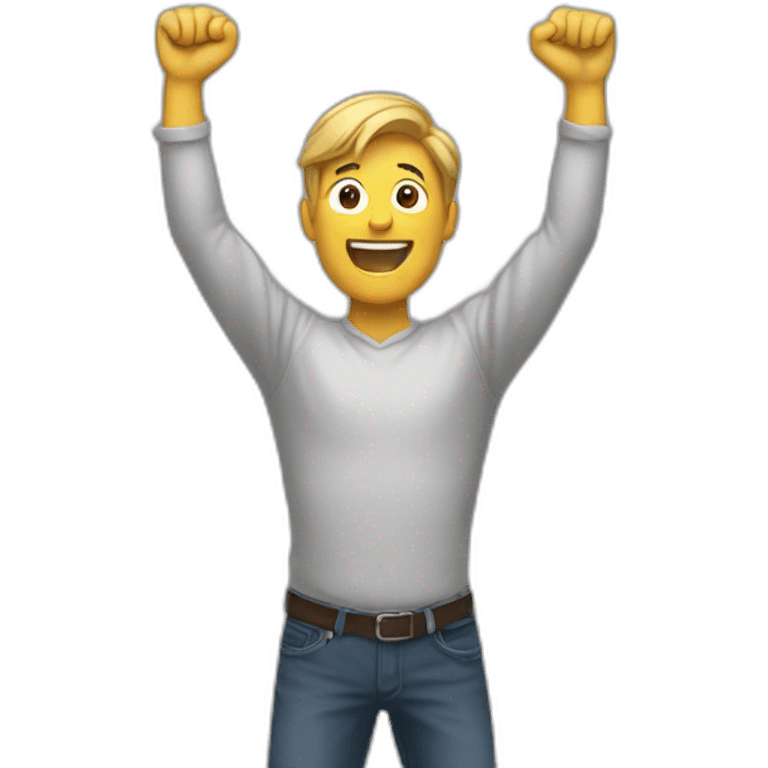 excited man with arms raised above head emoji