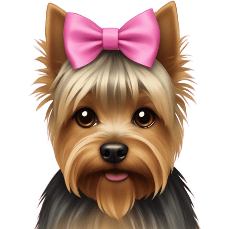 yorkshire terrier with pink bow emoji