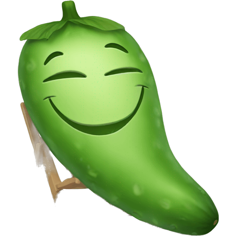 smiley relaxing wearing cucumbers emoji