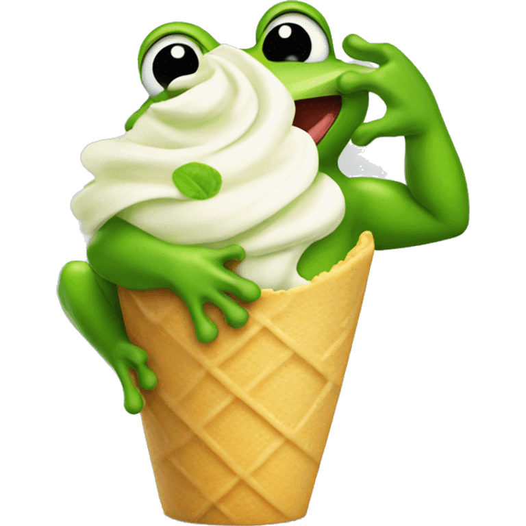 A frog eating froyo emoji