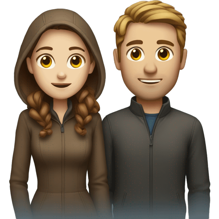 Freezing white couple with brown hair emoji