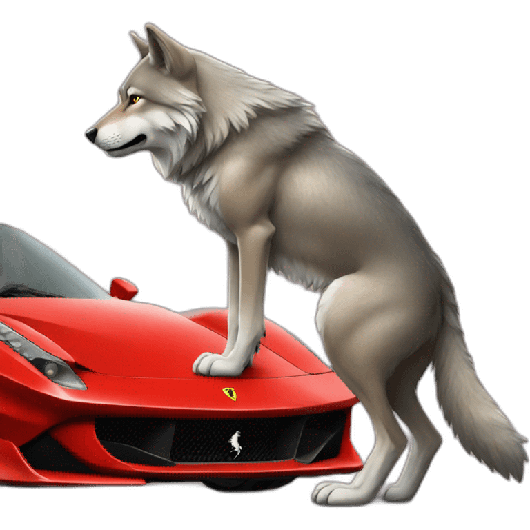 wolf leaning against ferrari emoji