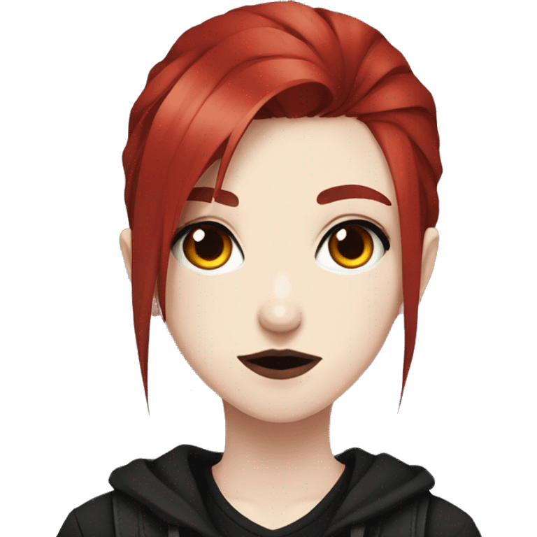 anime style red hair punk girl dark clothes dark makeup  emoji