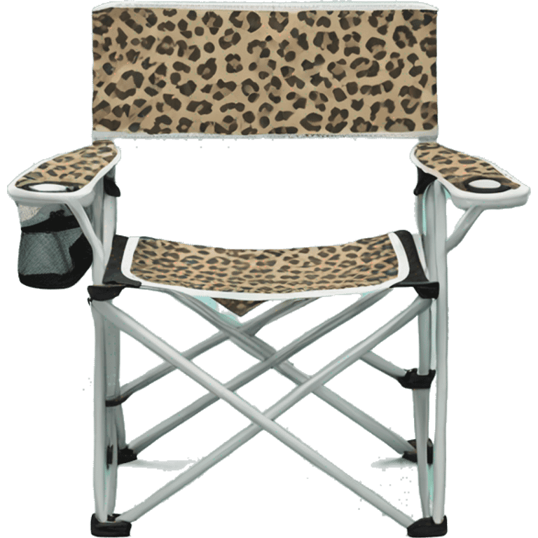 Realistic mint green and leopard print pattern camping folding chair isolated.  emoji