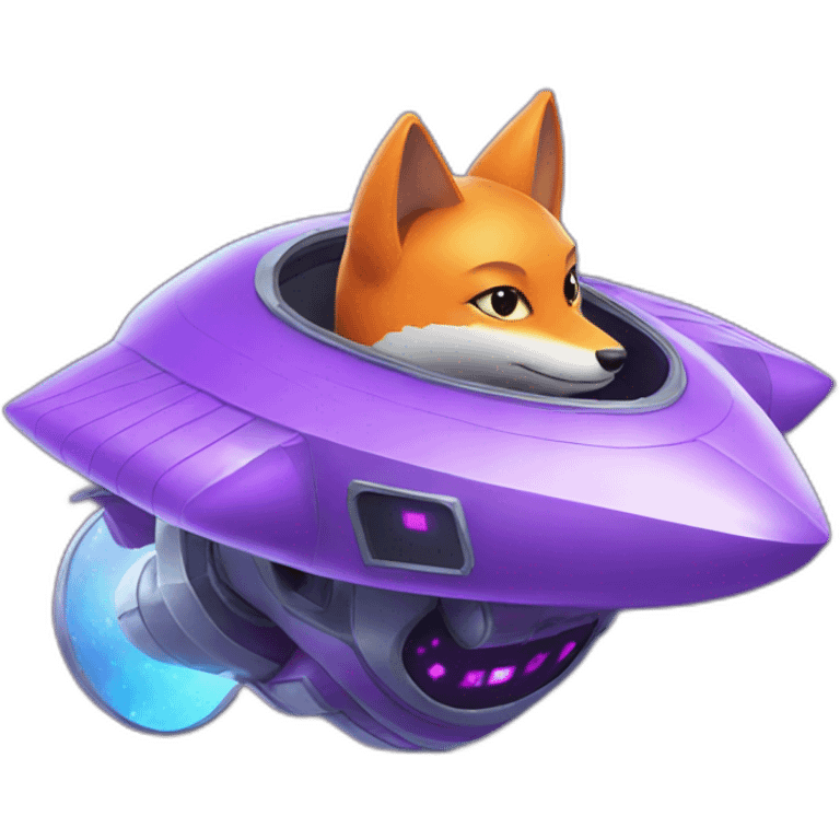 a purple fox in a spaceship emoji