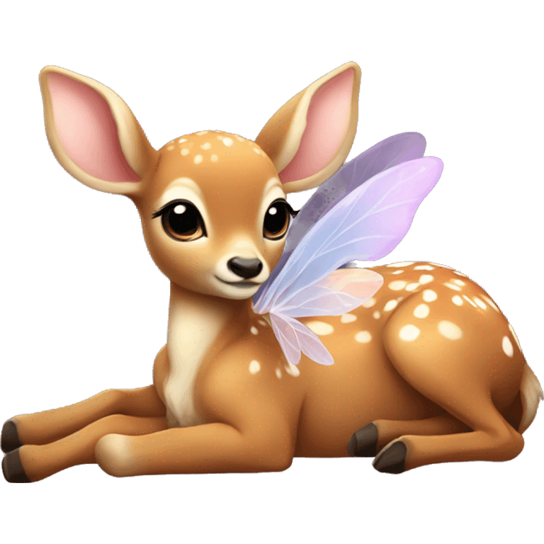 baby deer laying down with fairy wings emoji