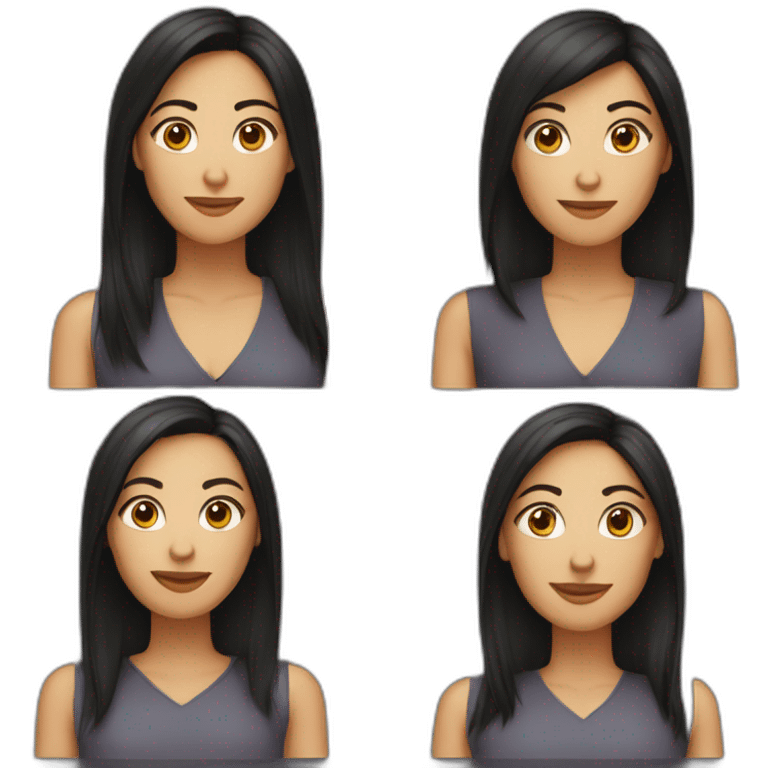 computer woman dark hair, straight and medium length hair emoji