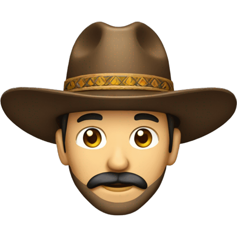 Hombre con barba y sombrero de rancho maduro con aspecto delictivo  emoji