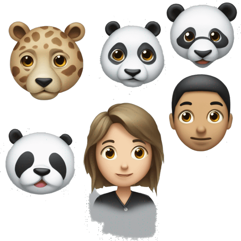 Pessoa com olhos azuis, pescoço de girafa, orelha de panda e 4 braços  emoji