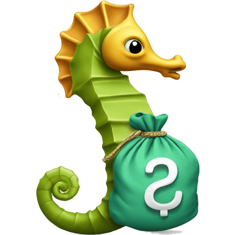 A Seahorse that has a money bag  emoji