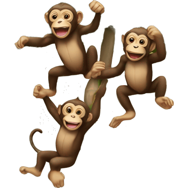 2 Monkeys jumping from a tree emoji