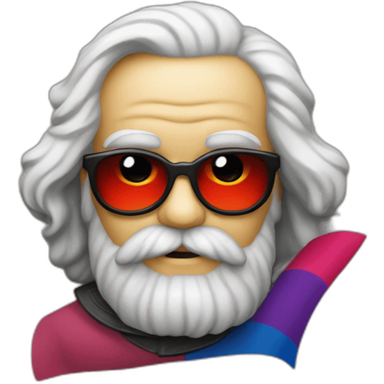 karl marx holding a bisexual pride flag emoji