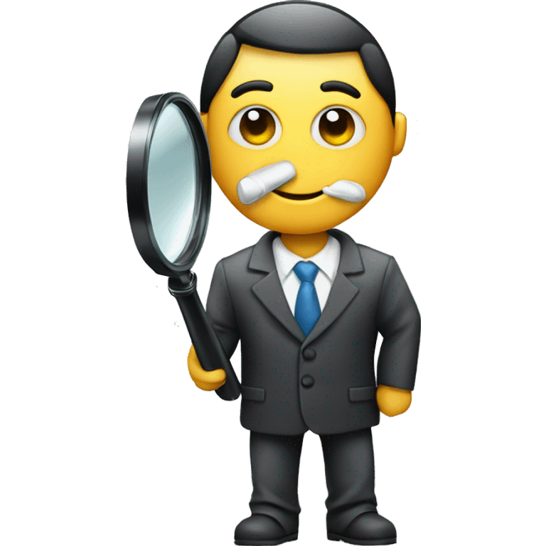 Magnifying glass man with suit emoji