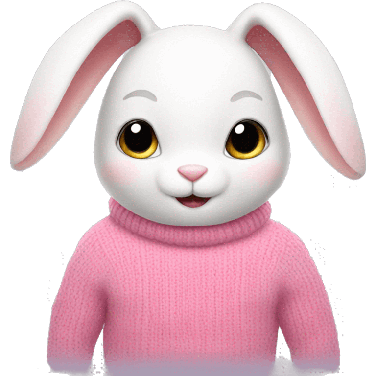 Cute white bunny with a pink sweater emoji