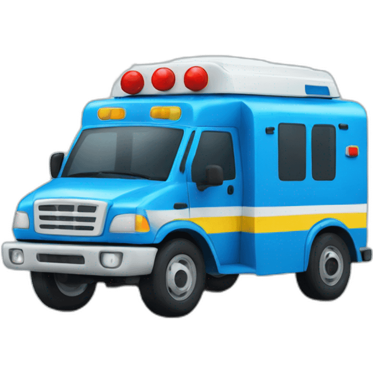 Ambulancia amarilla con luces azules  emoji