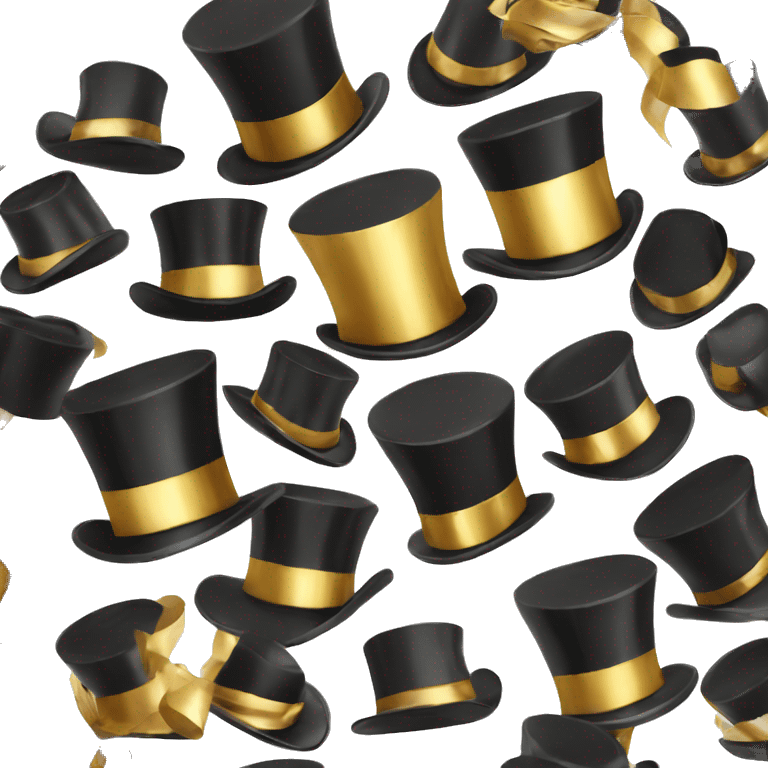 Shiny black top hat with thick gold band emoji